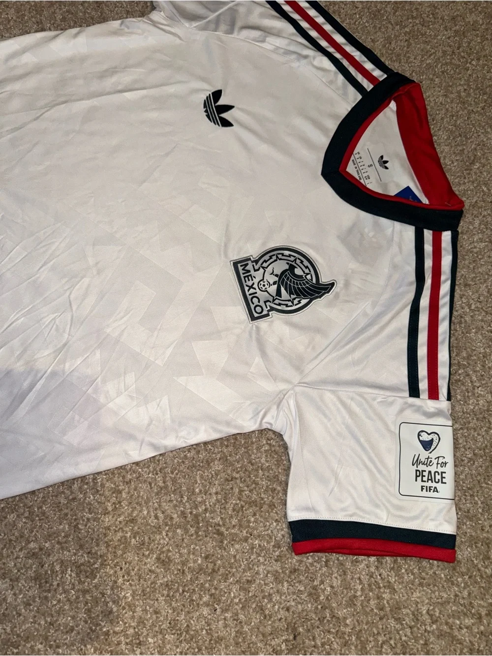 adidas Mexico White Black Red Retro Soccer Jersey